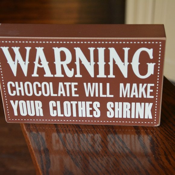 'Warning chocolate will make your clothes shrink' wall art (brown) - Picture 2 of 5
